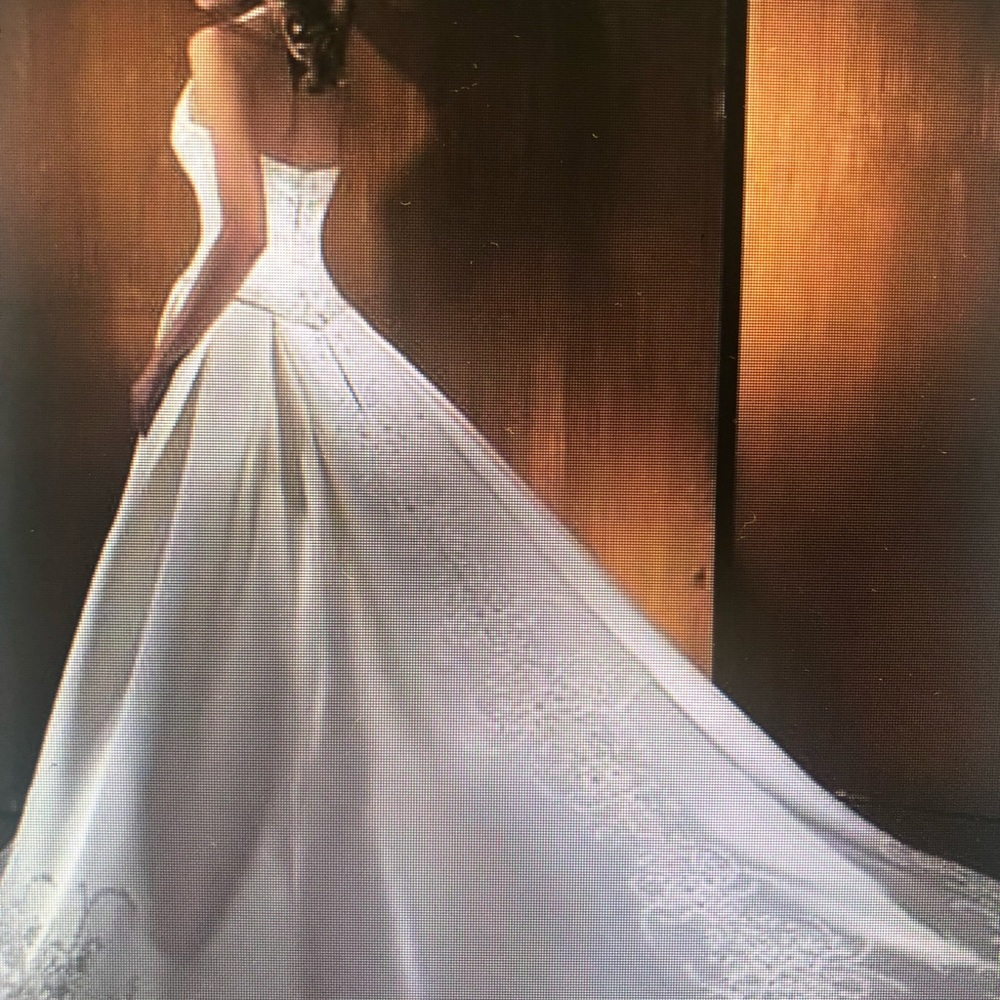 Preserved Ivory Demetrius style 889. Sz 22 altered to a size 16 matching bolero. - Picture 3 of 4